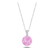 Kovac 925 Ayar Gümüş Pembe Küre Model Zirkon Taşlı Kadın Kolye
