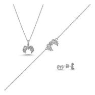 Kovac 925 Ayar Kanat Model Zirkon Taşlı Kadın Gümüş Set
