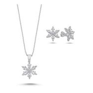 Kovac 925 Ayar Lotus Çiçeği Model Zirkon Taşlı Kadın Gümüş Set