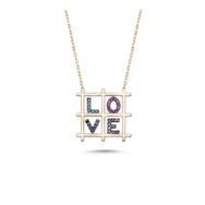 Kovac 925 Ayar Love Model Rose Kaplama Zirkon Taşlı Kadın Gümüş Kolye