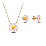 Kovac 925 Ayar Mineli Yonca Model Rose Altın Kaplama Kadın Gümüş Set