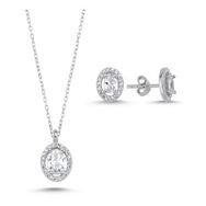 Kovac 925 Ayar Oval Model Zirkon Taşlı Kadın Gümüş Set
