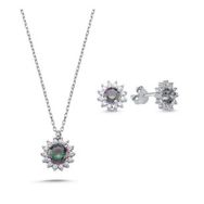 Kovac 925 Ayar Tektaş Model Mistik Topaz Taşlı Kadın Gümüş Set