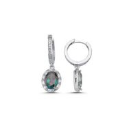 Kovac Oval Baget Model Mistik Topaz Taşlı 925 Ayar Kadın Gümüş Küpe