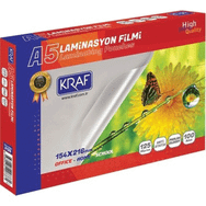 Kraf 2125 Parlak A5 125 Micron 100'lü Paket Laminasyon Filmi