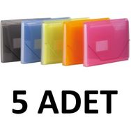 Kraf 5 Adet Körüklü Dosya Lastikli 13 Cepli A4 Karışık Renk