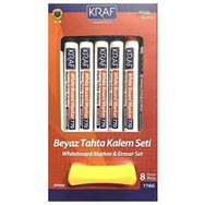Kraf 778G 8'li Beyaz Tahta Kalemi & Silgi Set