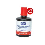 Kraf Kırmızı 3x100 ml Beyaz Yazı Tahtası Mürekkebi