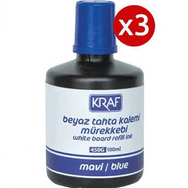 Kraf Mavi 3x100 ml Beyaz Yazı Tahtası Mürekkebi