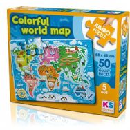 Ks Jumbo 50 Parça Colorful World Map Dünya Haritası Puzzle