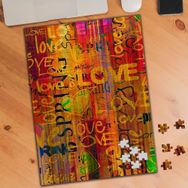 KS699446 Love Yazılı Renkli Kalpler 240 Parça Puzzle Yapboz