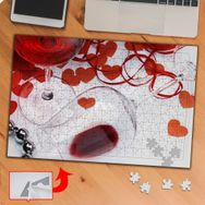 KS70312 Kırmızı Kalpler Eşliğinde Kadehler 240 Parça Puzzle Yapboz