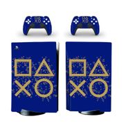 Kt Grup Mavi Arkaplan Gold Kol Düğmeleri Playstation 5 Dijital Versiyon Sticker Kaplama Seti