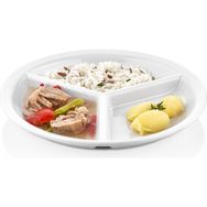 Külsan 117.PW - Tabldot 3'lü Beyaz 3 Bölmeli Yuvarlak Tabak Seti 24 Cm, Thermoset Melamin