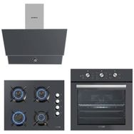 Kumtel DA6-830 Davlumbaz - KO-40 TAHDF Ocak - B66 - SF2 Fırın Kristal Antrasit Ankastre Set