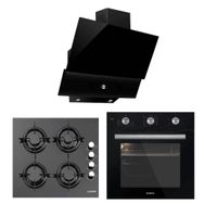 Kumtel KO-A6SF2-MT - KO-40 TAHDF - DA6-830 Siyah Cam Ankastre Set