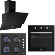 Kumtel Kristal Cam DA6 830 - KO 40 TAHDF - B66 SF2 Siyah 3'lü Ankastre Set