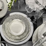 Kütahya Porselen 9624 Bone Kalipso 62 Parça Desenli Yemek Takımı