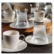 Kütahya Porselen Bone Iron 18 Parça Çay Kahve Seti