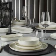 Kütahya Porselen Bone Moderna 52 Parça 12 Kişilik Platin File Yemek Takımı