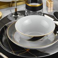 Kütahya Porselen Marble Karışık Desenli 6 Kişilik 24 Parça Yemek Takımı