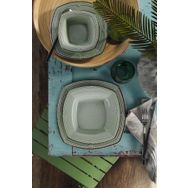 Kütahya Porselen Pearl Dot Line 24 Parça Yesil Yemek Seti