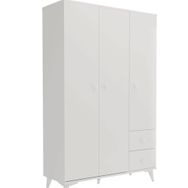 Kzn Home 3 Kapaklı 2 Çekmeceli Beyaz Mdf Gardırop