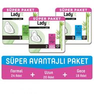 Ladyfit Bambu Süper Avantajlı Paket 62 Adet Normal+Uzun+Gece Ped