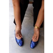 Laminta Goldie Saks-Mavisi Düz Casual Kadın Babet