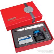 Lamy Safari Kırmızı Kutulu Parlak Beyaz Dolma Kalem Seti 