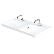 Lapino Quattro 120 cm Konsollu Etejerli Çift Bölme Beyaz Renk Lavabo