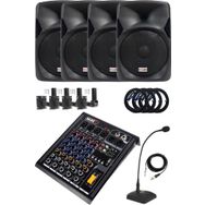 Lastvoice Hall Paket 4 Kapalı Alan toplantıları için Ses Sistemi Mixer Hoparlör Paketi