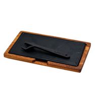 Lava 16x30 cm Siyah Ahşap ve Döküm Demir Hot Plate Servis Tahtası