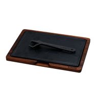 Lava 20x30 cm Siyah Ahşap ve Döküm Demir Hot Plate Servis Tahtası