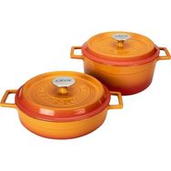 Lava 24 cm Derin Yuvarlak 24 cm Sığ Yuvarlak 2'li Döküm Turuncu Tencere Seti