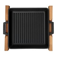 Lava 26x26 cm Metal Kulplu Ahşap Standlı Döküm Izgara Tava