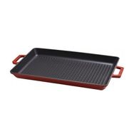 Lava 26x32 cm Kırmızı Döküm Dikdörtgen Metal Kulplu Izgara Tava