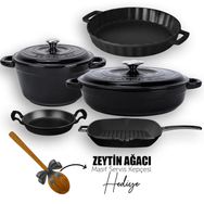 Lava 5X New Heritage Serisi Siyah Döküm Demir Tencere & Tava Seti