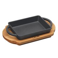 Lava Ahşap Altlıklı 12x15 cm Döküm Demir Dikdörtgen Tava