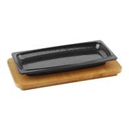 Lava Döküm 30x15 cm Dikdörtgen Servis Tabağı ve Kayın Servis Ahşabı
