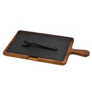 Lava Döküm Ahşap ve Döküm Demir Hot Plate Ölçü 22x33 cm Siyah Servis Tahtası