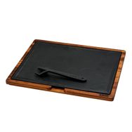 Lava Döküm Ahşap ve Döküm Demir Hot Plate Ölçü 30x40 cm Siyah Servis Tahtası