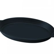 Lava Döküm Demir Yekpare Çift Kulplu 18x24 cm Siyah Döküm Oval Fajita Tabağı