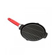 Lava Döküm Izgara Tava, Telli Silikon Saplı Kırmızı 23 cm