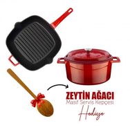 Lava Döküm Trendy 4 Parça Kırmızı Tencere Tava Seti