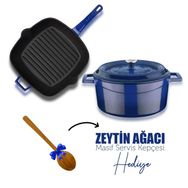 Lava Döküm Trendy 4 Parça Mavi Tencere Tava Seti
