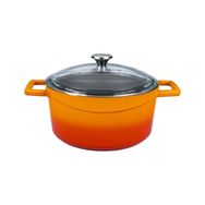 Lava Glaze 24 cm Turuncu Cam Kapaklı Yuvarlak Döküm Tencere