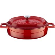 Lava Glaze Kırmızı Yayvan 24 cm Döküm Tencere