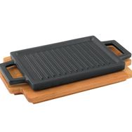 Lava Hot Plate Döküm Demir Yekpare Çift Kulplu Ölçü 22x30 cm Siyah Dikdörtgen Çift Yön Izgara