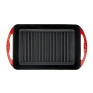 Lava Kırmızı Dikdörtgen Metal Kulplu Izgara Döküm 22x32 cm Tava